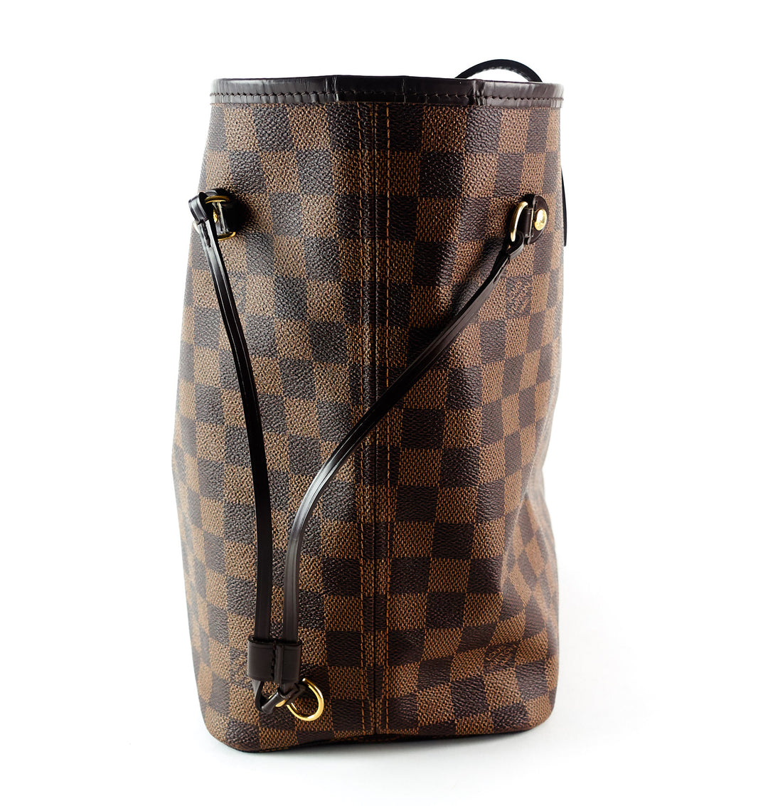 neverfull mm damier ebène canvas tote bag with pouch