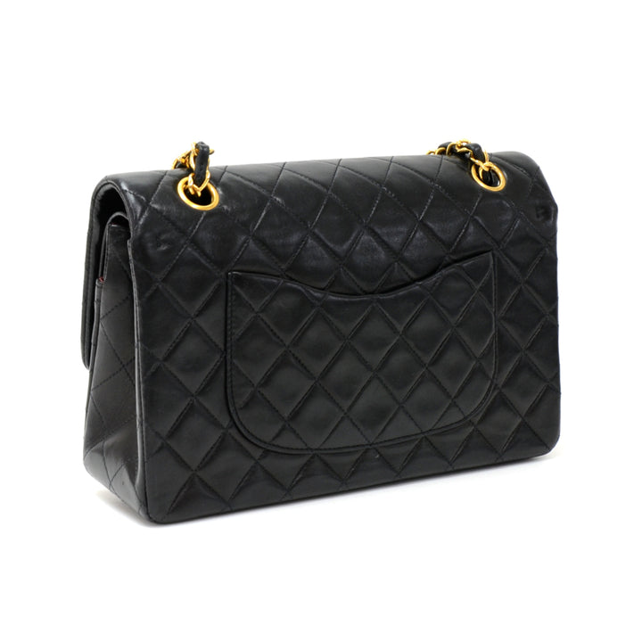 10" lambskin leather double flap shoulder bag