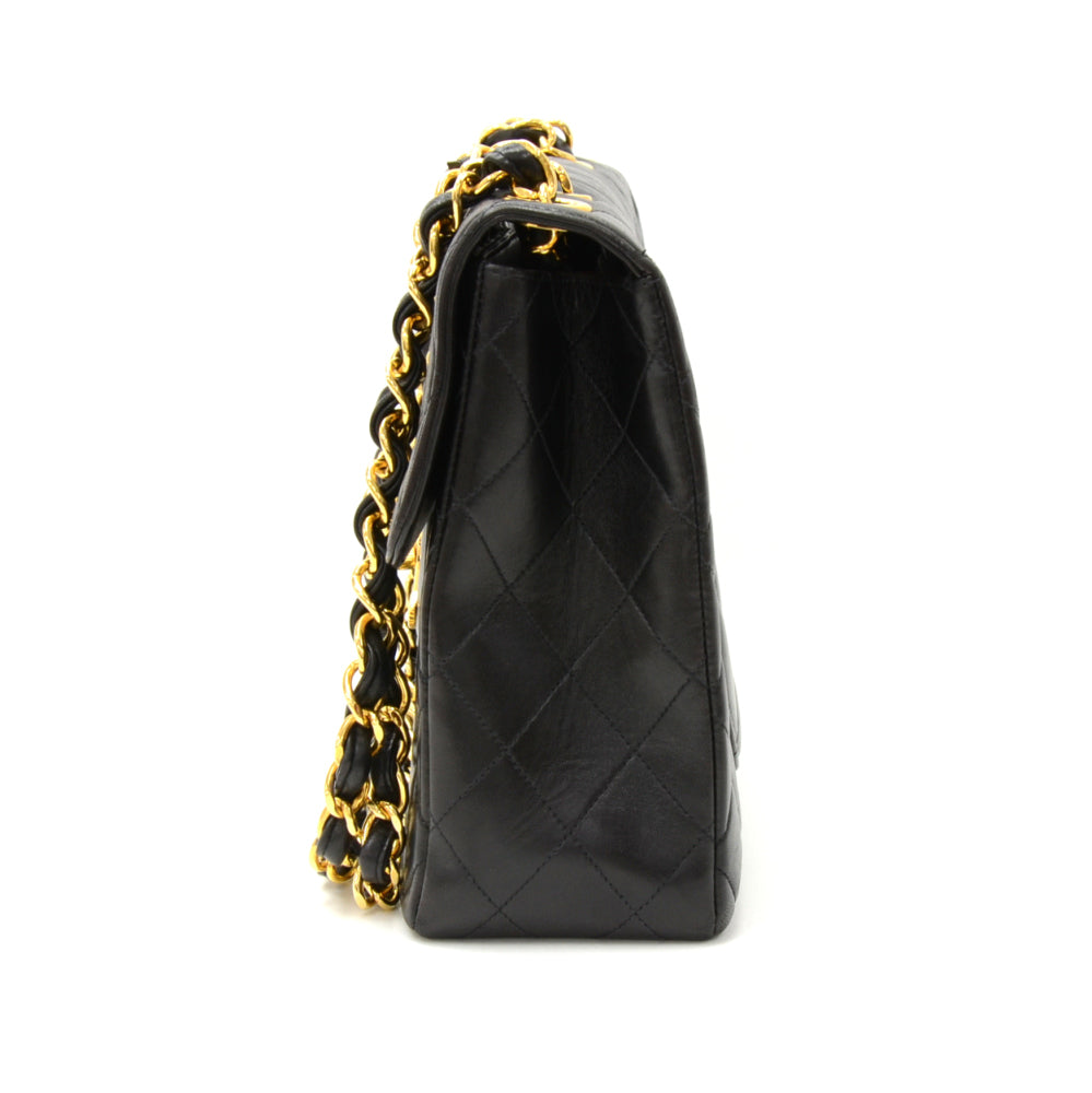 12" lambskin leather single flap shoulder bag