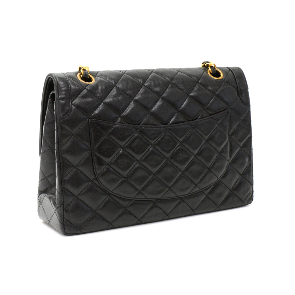 lambskin leather double flap shoulder bag - paris limited edition