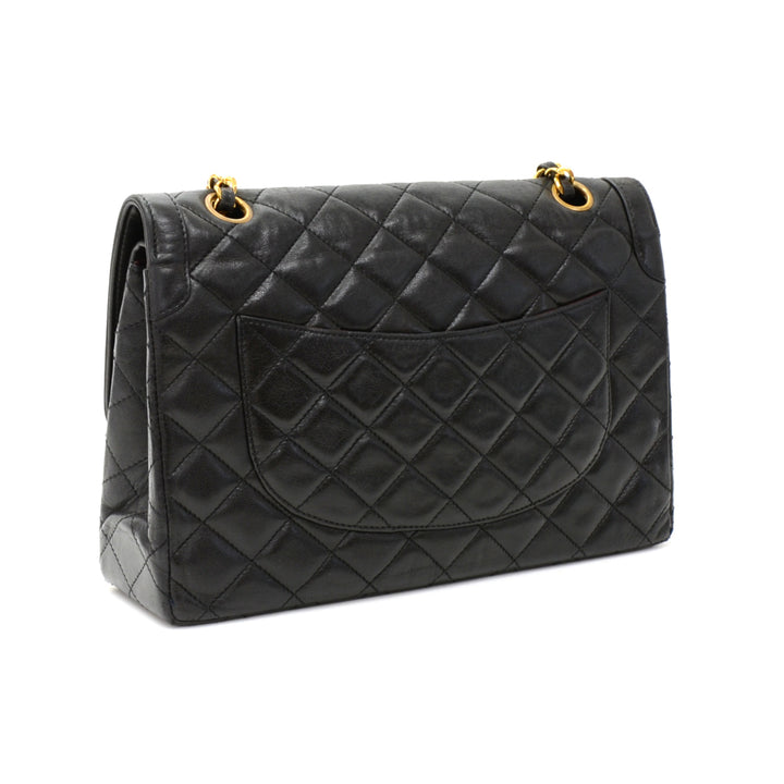lambskin leather double flap shoulder bag - paris limited edition