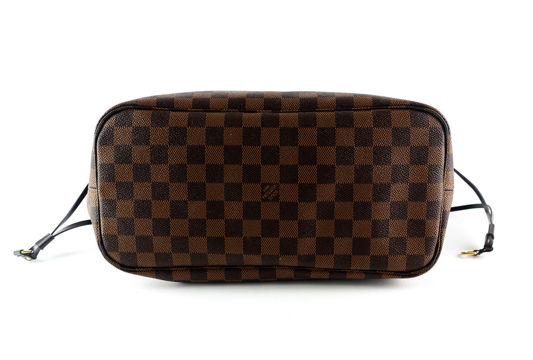 neverfull mm damier ebène canvas tote bag with pouch