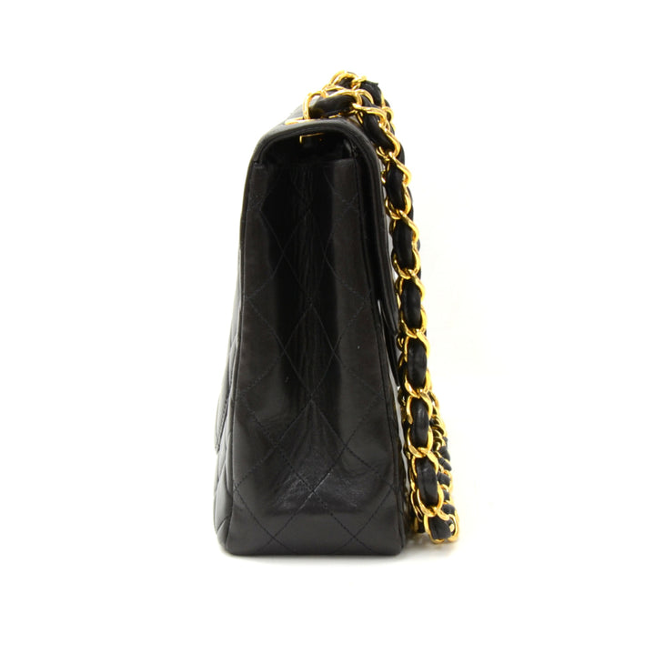 12" lambskin leather single flap shoulder bag