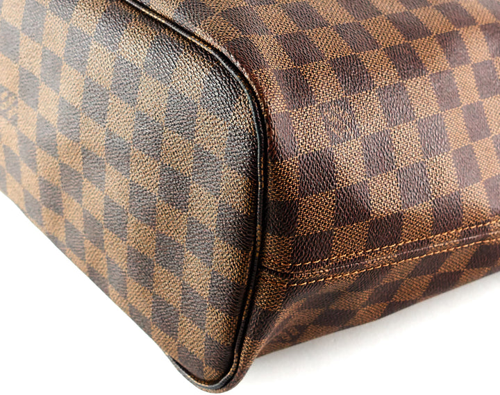 neverfull mm damier ebène canvas tote bag with pouch