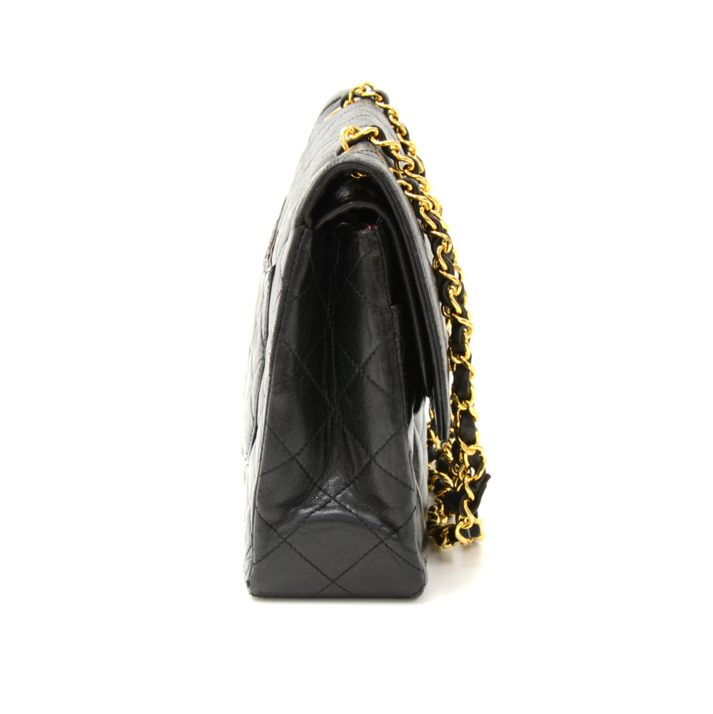 lambskin leather double flap shoulder bag - paris limited edition