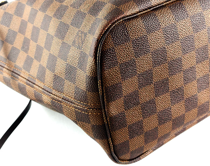 neverfull mm damier ebène canvas tote bag with pouch