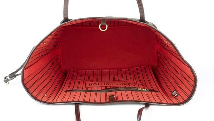 neverfull mm damier ebène canvas tote bag with pouch