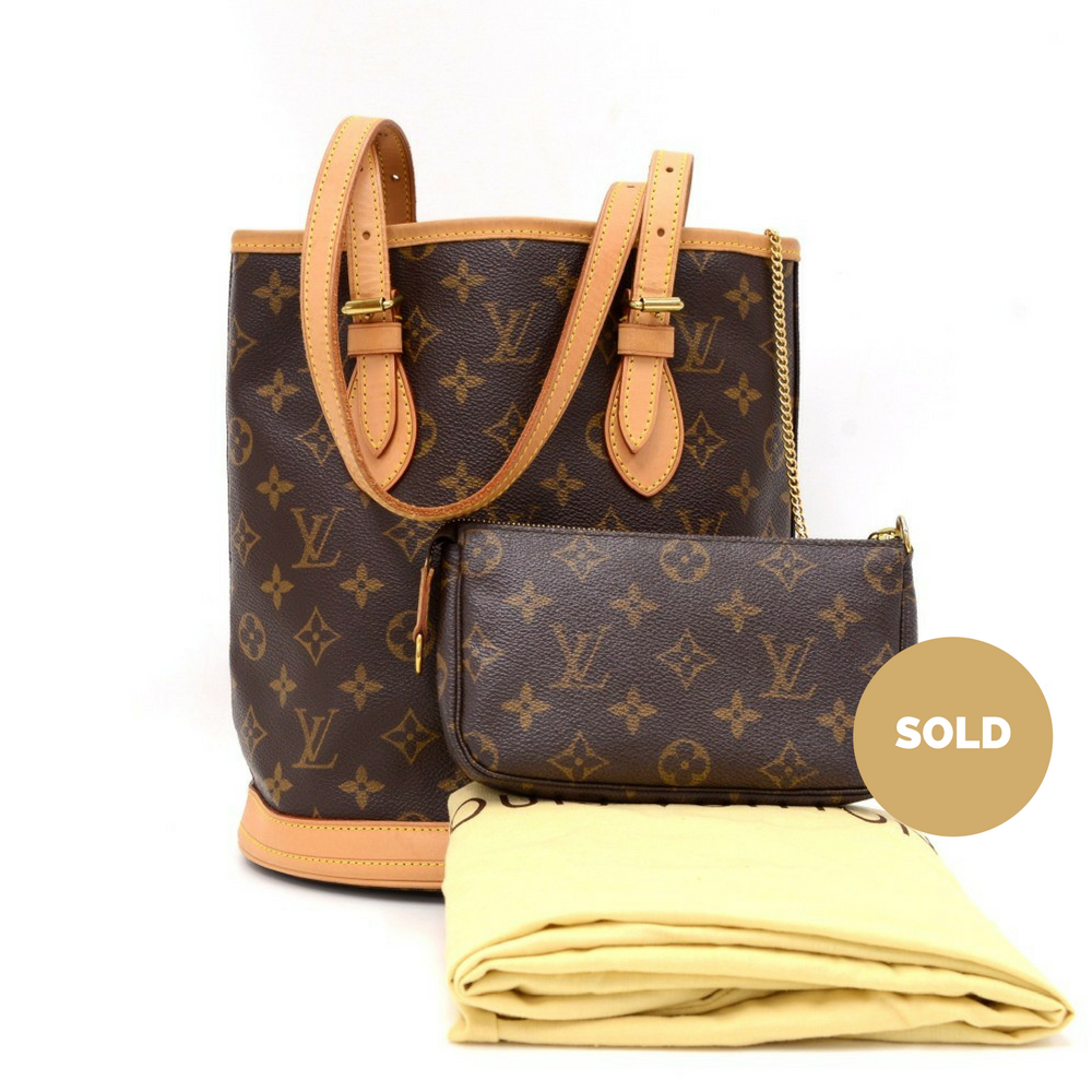 bucket pm monogram canvas shoulder bag