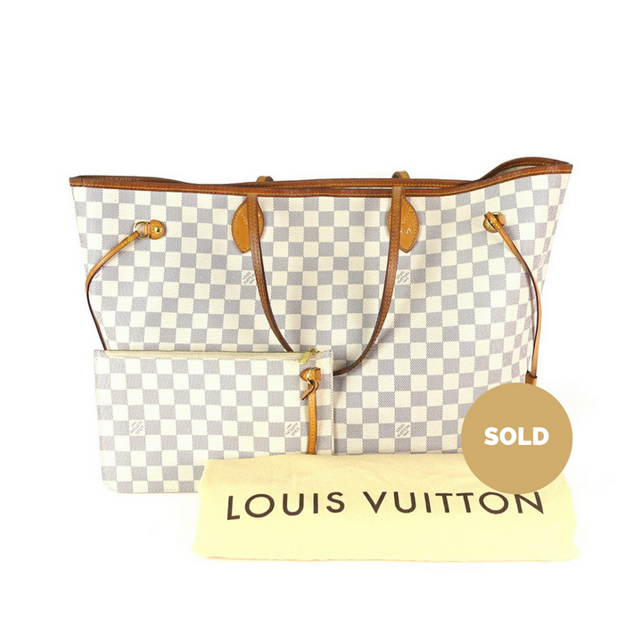 neverfull gm damier azur canvas tote bag with pouch
