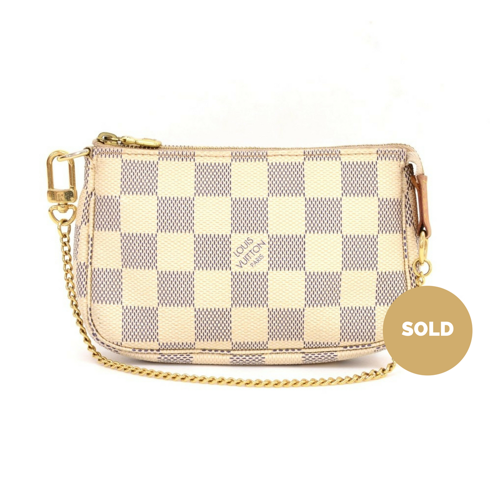 mini pochette accessoires damier azur canvas evening bag