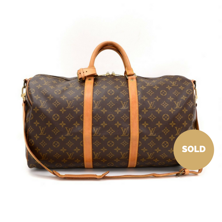 keepall 50 bandouliere monogram canvas travel bag with strap
