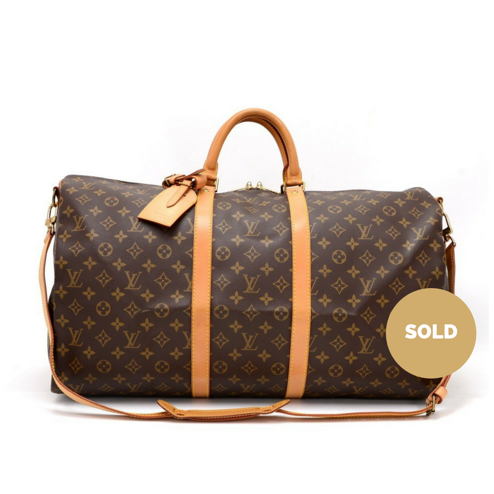 keepall 55 bandouliere monogram canvas travel bag with strap