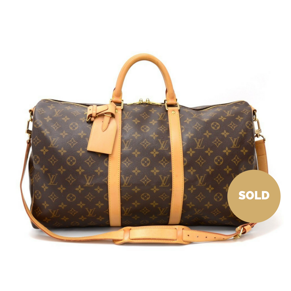 keepall 50 bandouliere monogram canvas travel bag with strap