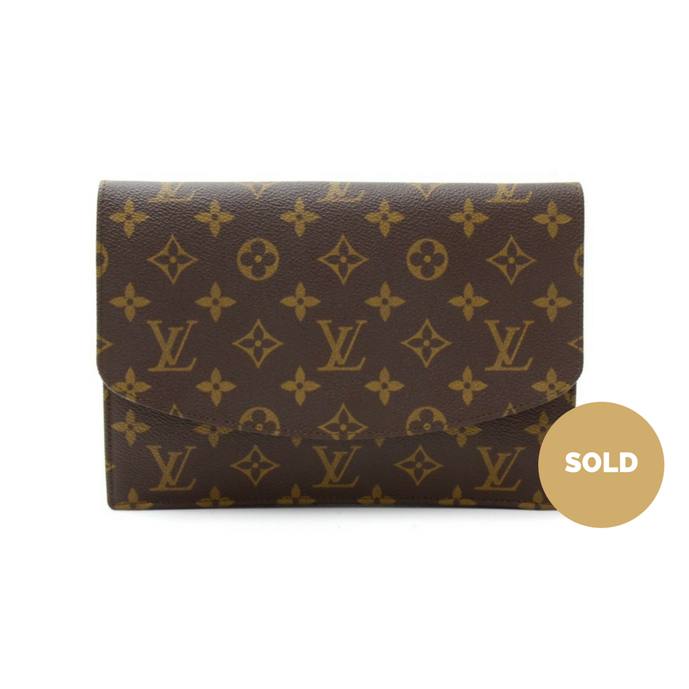 pochette rabat monogram canvas clutch bag