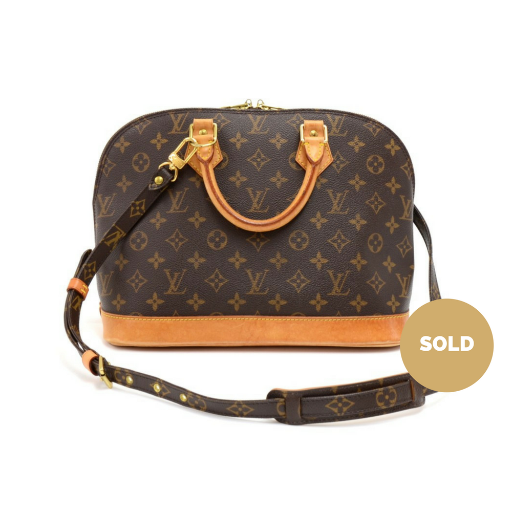 alma monogram canvas handbag with strap