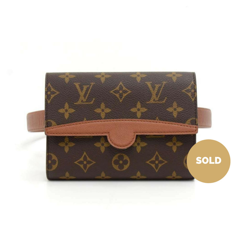 pochette arche monogram canvas clutch bag with belt