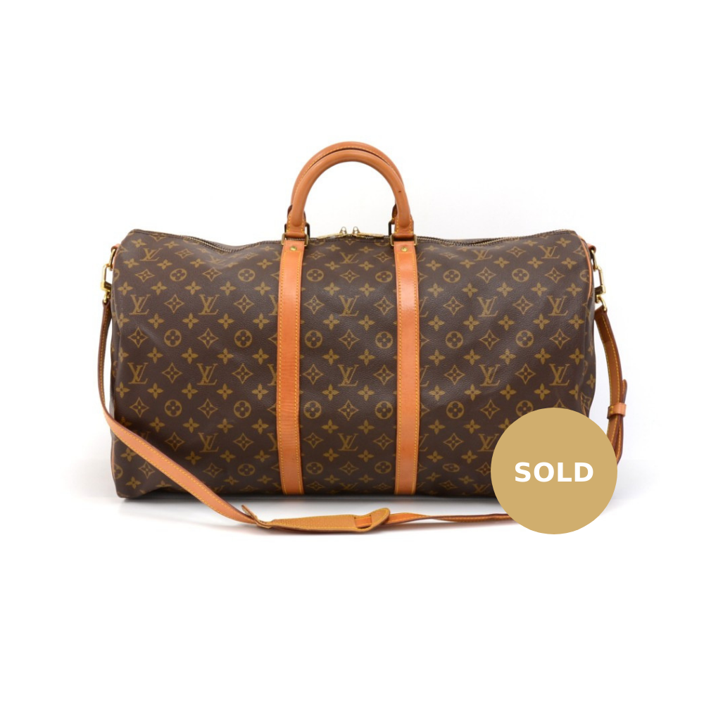keepall 55 bandouliere monogram canvas travel bag with strap
