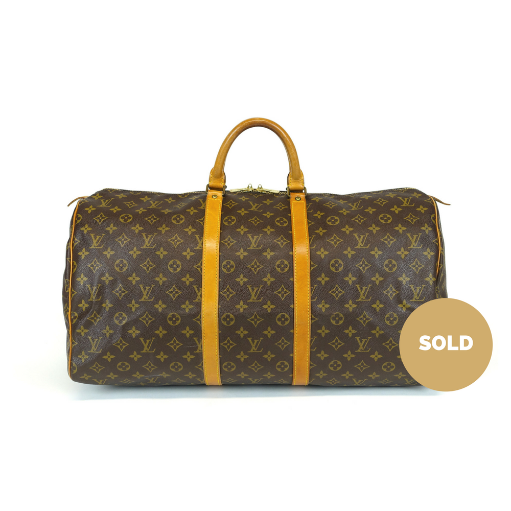 vintage keepall 55 monogram canvas travel bag